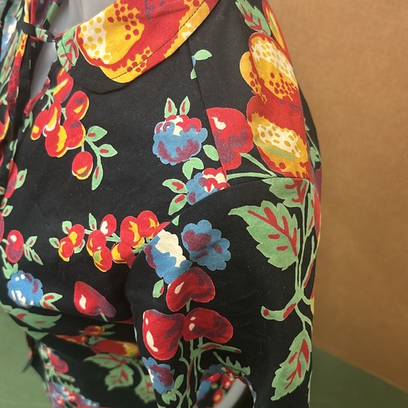 Vintage EC Star fruit print cotton short sleeve Med button front top. - Picture 6 of 13